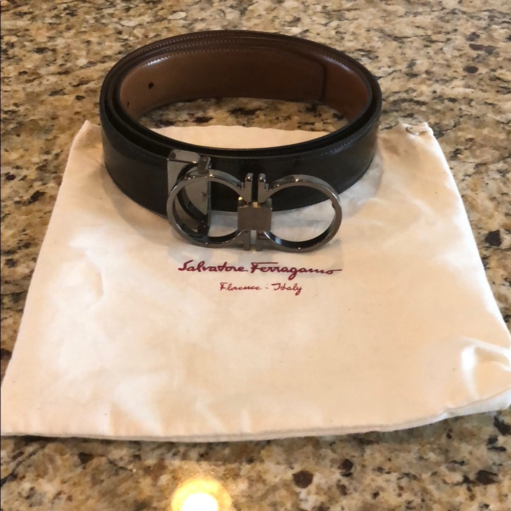 Salvatore Ferragamo Reversible Leather Belt Sz 36